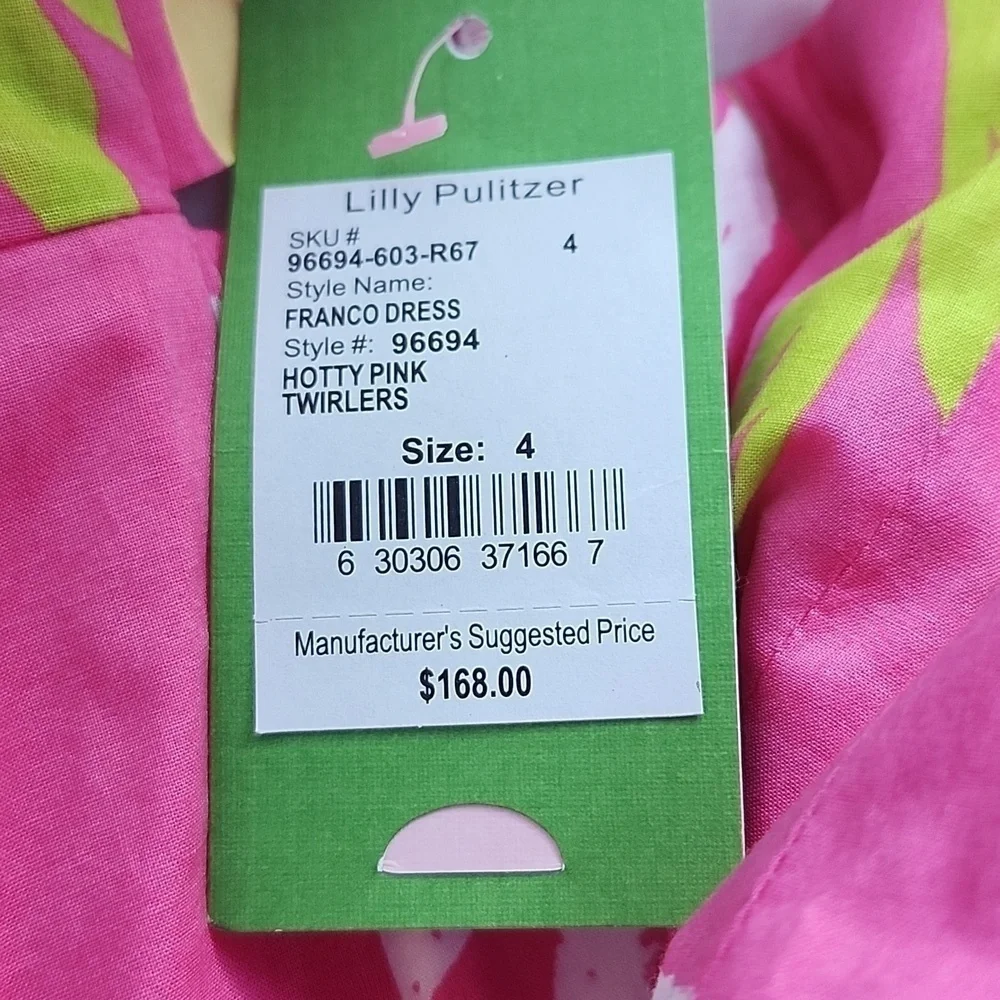 NWT Lilly Pulitzer Franco Dress Hotty Pink Twirlers Size 4 - Picture 3 of 10